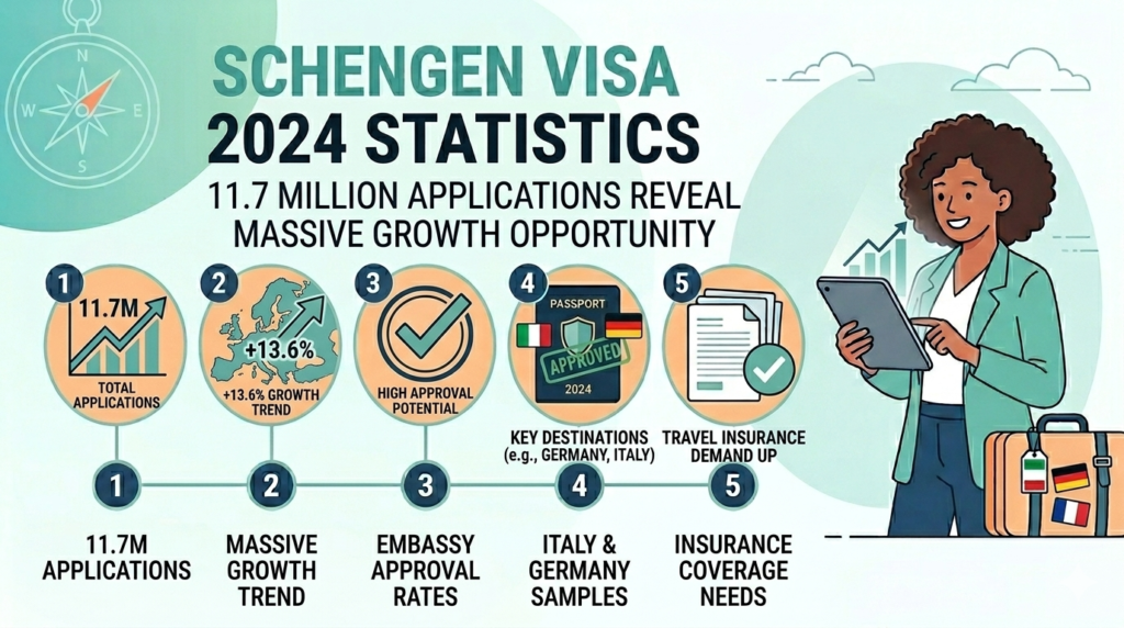 Schengen Visa 2024 Statistics: 11.7 Million Applications Reveal Massive Growth Opportunity for Travelers and Travel Insurance