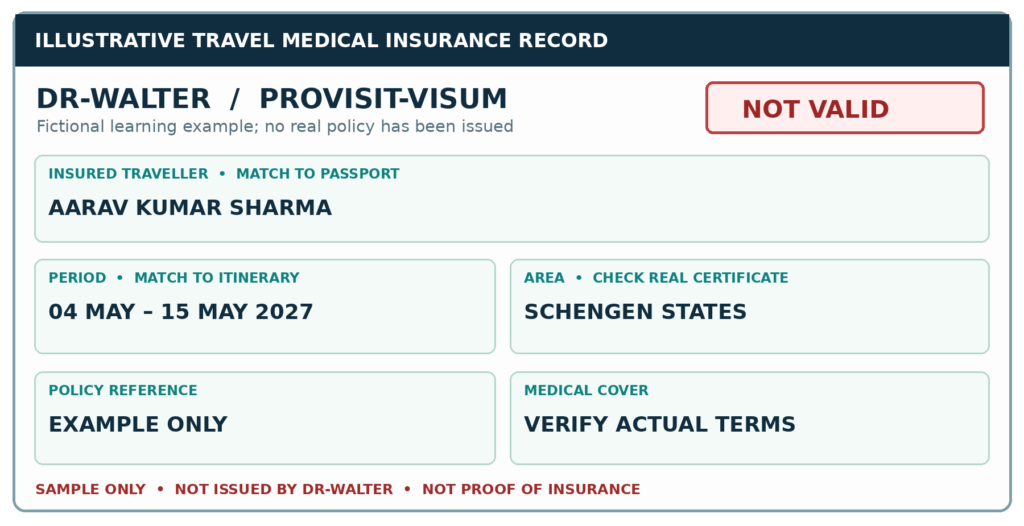 Pangturo na kathang-isip na travel insurance, hindi tunay na insurance certificate